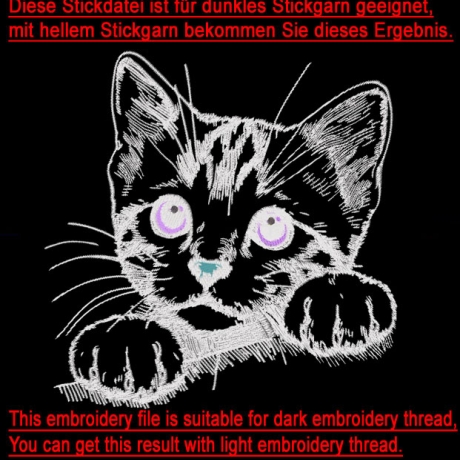 NEU Stickdatei Katze Kitten getigert Zora realistisch