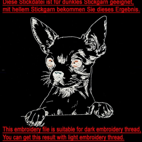 NEU Stickdatei Chihuahua Aage LIGHT Hund 