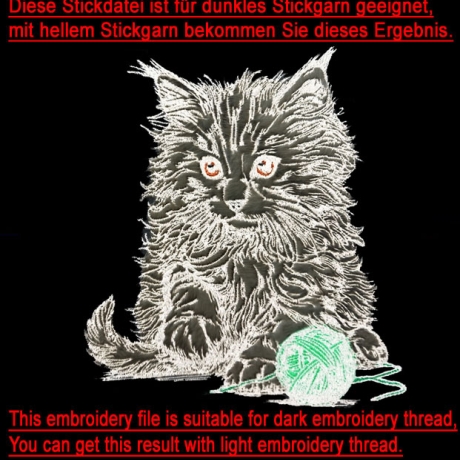 NEU Stickdatei Applikation Angora Katze Shadow