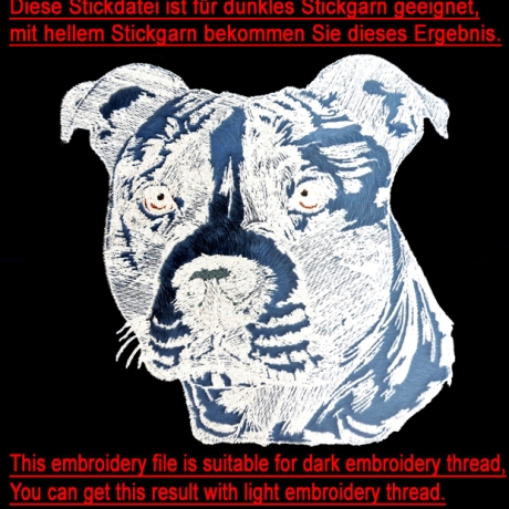 NEU Stickdatei Applikation Staffordshire Bullterrier Rachel 