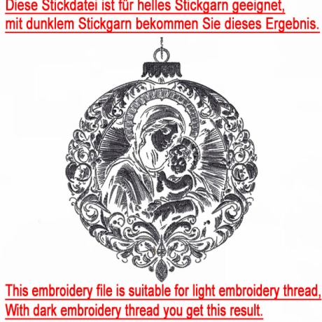 NEU Stickdatei Christbaumkugel Maria Jesus 