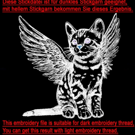 Stickdatei Katze Bengalen Kätzchen mit Flügel Hanny