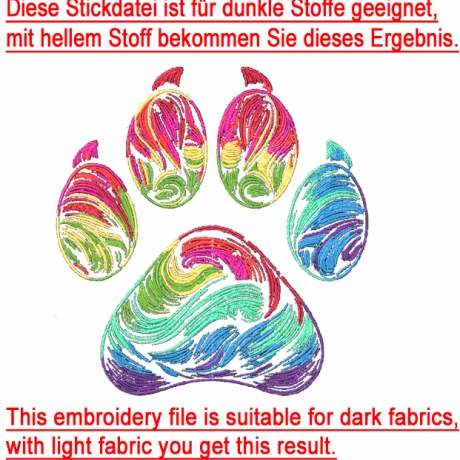 Stickdatei Pfote Katze Hund Kessy Kitten bunt