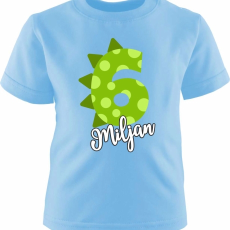 Kinder Kurzarm T-Shirt DINO personalisiert mit Name +Zahl