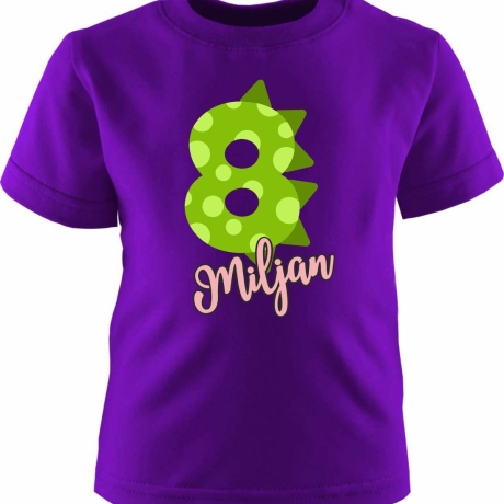 Kinder Kurzarm T-Shirt DINO personalisiert mit Name +Zahl