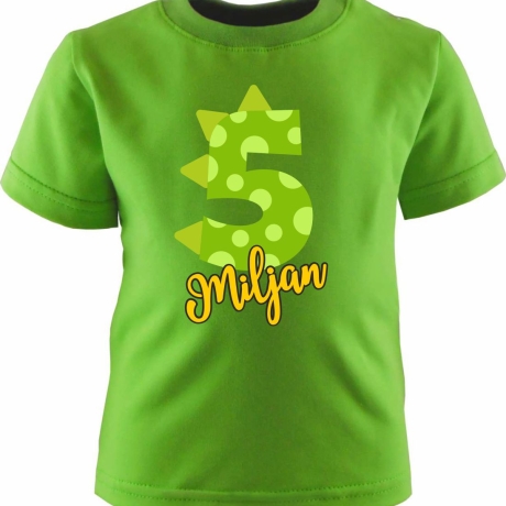 Kinder Kurzarm T-Shirt DINO personalisiert mit Name +Zahl