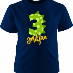 Kinder Kurzarm T-Shirt DINO personalisiert mit Name +Zahl