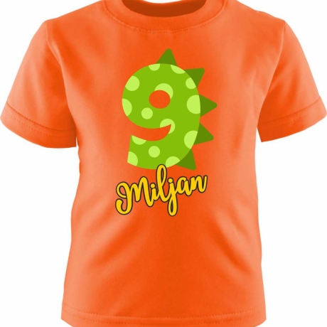 Kinder Kurzarm T-Shirt DINO personalisiert mit Name +Zahl