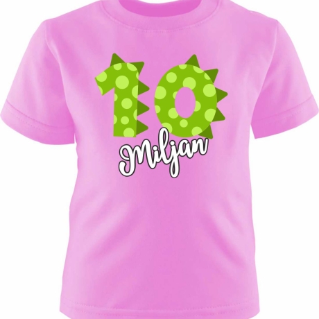 Kinder Kurzarm T-Shirt DINO personalisiert mit Name +Zahl