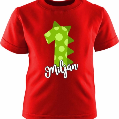 Kinder Kurzarm T-Shirt DINO personalisiert mit Name +Zahl