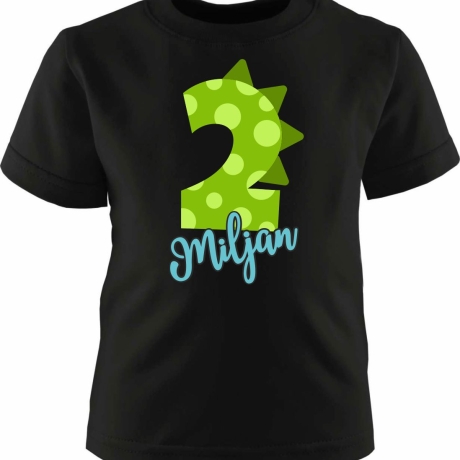 Kinder Kurzarm T-Shirt DINO personalisiert mit Name +Zahl