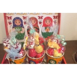 3 Matroschka-Keramik-Becher, handbemalt, 330 ml + 3 Beutel