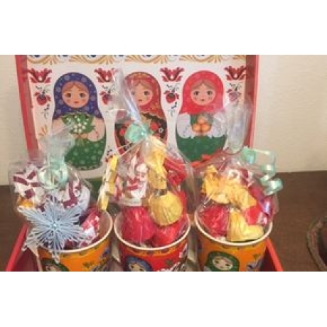 3 Matroschka-Keramik-Becher, handbemalt, 330 ml + 3 Beutel