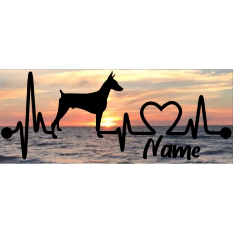 Aufkleber Herzlinie Heartbeat Hund Dobermann kopiert