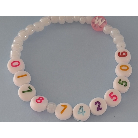 Personalisiert Armband Notruf Perlen Zahlen Namen Auswahl Farbe