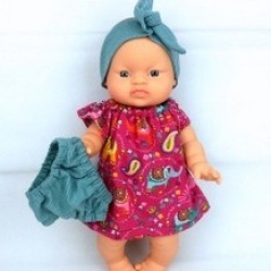 Kleid Höschen und Bandana passend für Puppen Modepuppen 34 cm Neu