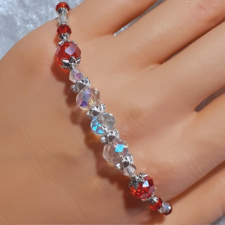 Armband Schmuck Silber und Rot Armreifen sehr elegant