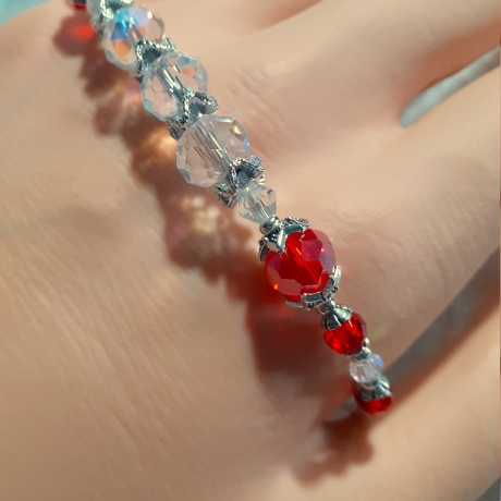 Armband Schmuck Silber und Rot Armreifen sehr elegant