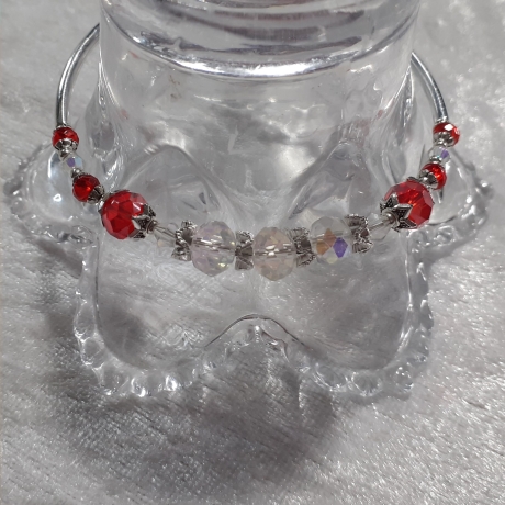 Armband Schmuck Silber und Rot Armreifen sehr elegant