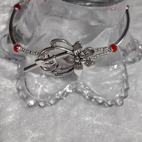 Armband Schmuck Silber und Rot Armreifen sehr elegant