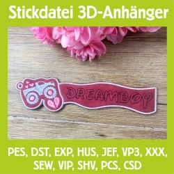 Stickdatei 3D-Anhänger DREAMBOY, 3D-Stick, Lesezeichen