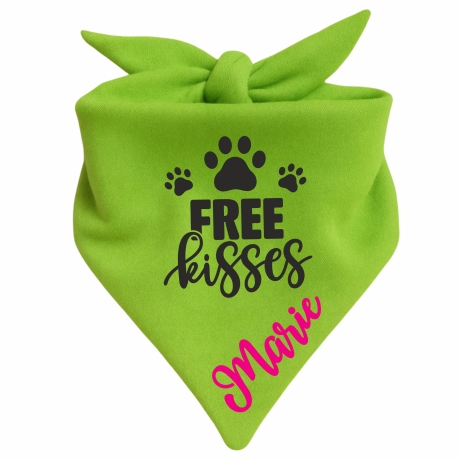 Dreieckstuch Hundehalstuch FREE KISSES personalisiert mit Name