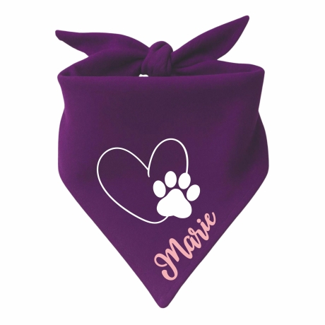 Dreiecks Hundehalstuch HERZ m.PFOTE einf. personalisiert mit Name