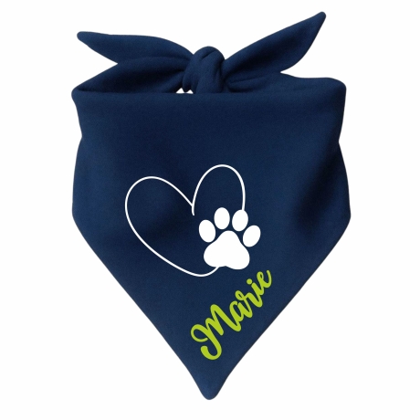 Dreiecks Hundehalstuch HERZ m.PFOTE einf. personalisiert mit Name