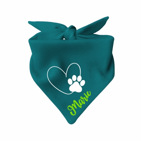 Dreiecks Hundehalstuch HERZ m.PFOTE einf. personalisiert mit Name