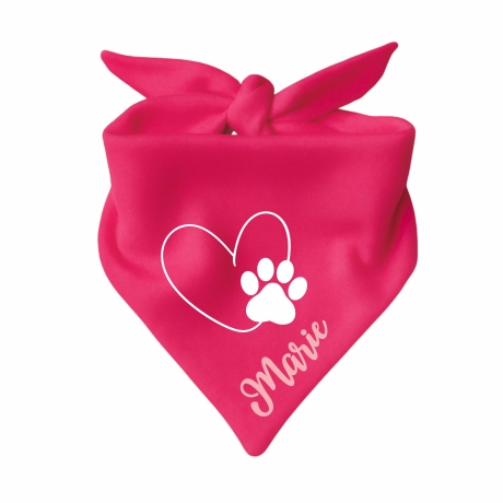 Dreiecks Hundehalstuch HERZ m.PFOTE einf. personalisiert mit Name