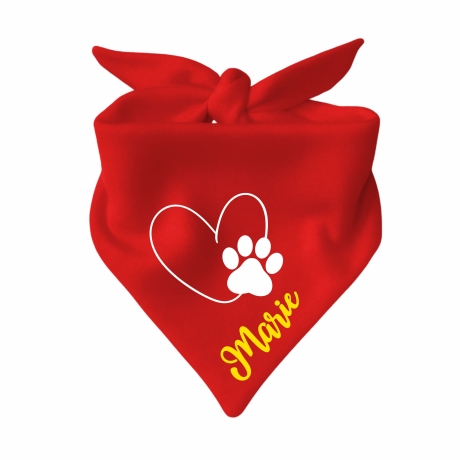 Dreiecks Hundehalstuch HERZ m.PFOTE einf. personalisiert mit Name