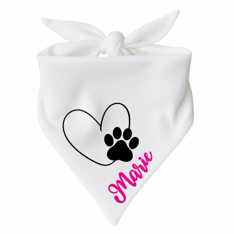 Dreiecks Hundehalstuch HERZ m.PFOTE einf. personalisiert mit Name