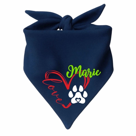 Dreiecks Hundehalstuch LOVEHERZ doppelt personalisiert mit Name