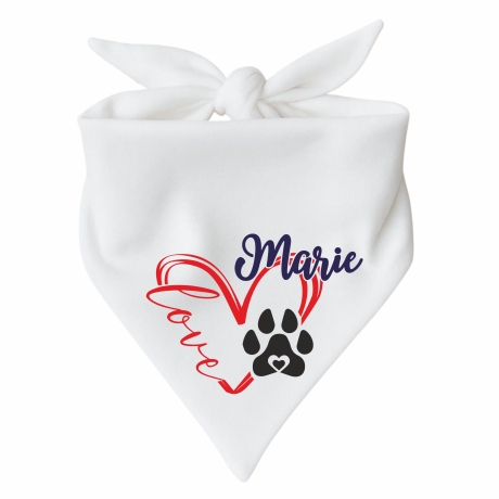 Dreiecks Hundehalstuch LOVEHERZ doppelt personalisiert mit Name