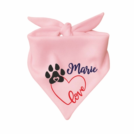 Dreiecks Hundehalstuch LOVEHERZ einfach personalisiert mit Name