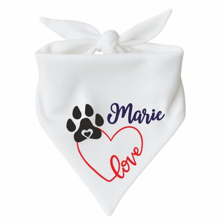 Dreiecks Hundehalstuch LOVEHERZ einfach personalisiert mit Name