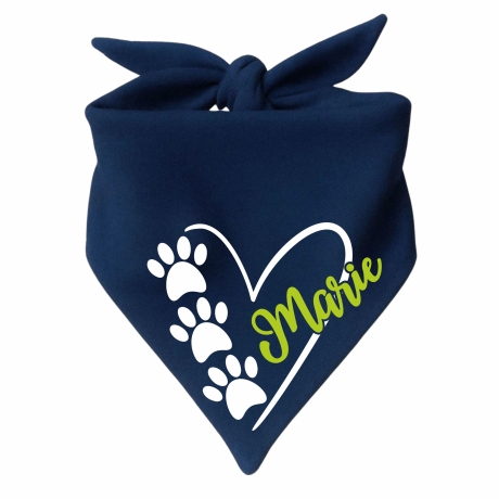 Dreieckstuch Hundehalstuch HERZ 3 PFOTEN personalisiert mit Name