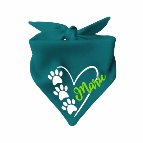 Dreieckstuch Hundehalstuch HERZ 3 PFOTEN personalisiert mit Name