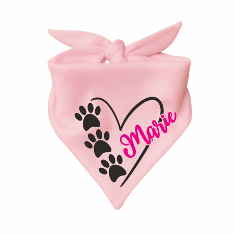 Dreieckstuch Hundehalstuch HERZ 3 PFOTEN personalisiert mit Name