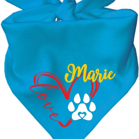 Dreiecks Hundehalstuch LOVEHERZ doppelt personalisiert mit Name