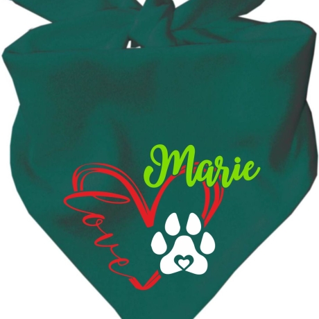 Dreiecks Hundehalstuch LOVEHERZ doppelt personalisiert mit Name