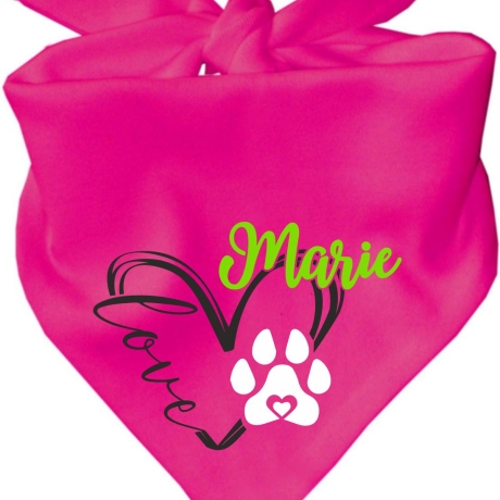 Dreiecks Hundehalstuch LOVEHERZ doppelt personalisiert mit Name