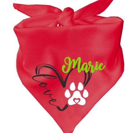 Dreiecks Hundehalstuch LOVEHERZ doppelt personalisiert mit Name