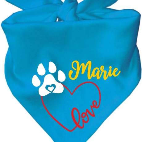 Dreiecks Hundehalstuch LOVEHERZ einfach personalisiert mit Name