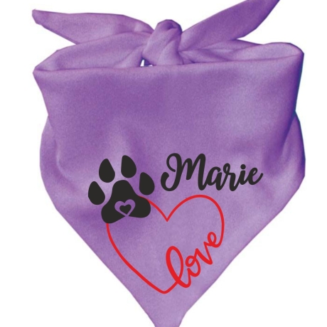 Dreiecks Hundehalstuch LOVEHERZ einfach personalisiert mit Name