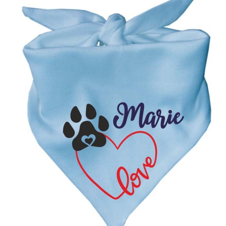 Dreiecks Hundehalstuch LOVEHERZ einfach personalisiert mit Name