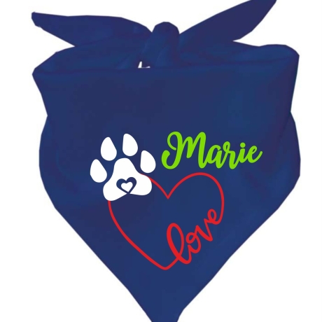 Dreiecks Hundehalstuch LOVEHERZ einfach personalisiert mit Name