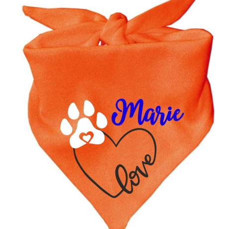 Dreiecks Hundehalstuch LOVEHERZ einfach personalisiert mit Name