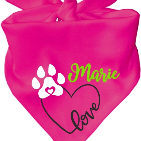 Dreiecks Hundehalstuch LOVEHERZ einfach personalisiert mit Name