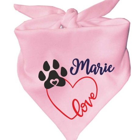 Dreiecks Hundehalstuch LOVEHERZ einfach personalisiert mit Name
